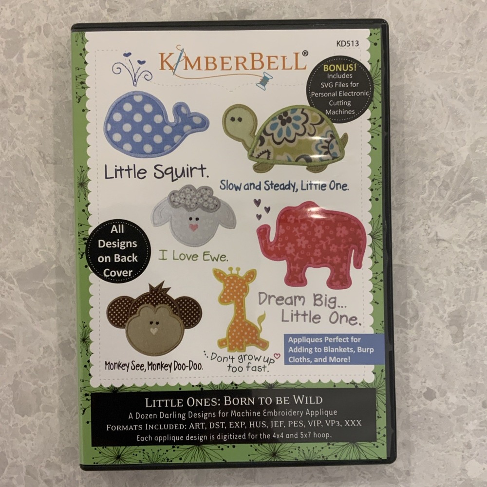 KimberBell Machine Embroidery CD KD513 Little Ones: Born To Be Wild Used